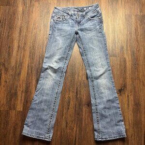 Miss Me Boot Jeans Jp5010BT Light Wash Rhinestone Wings Size 27